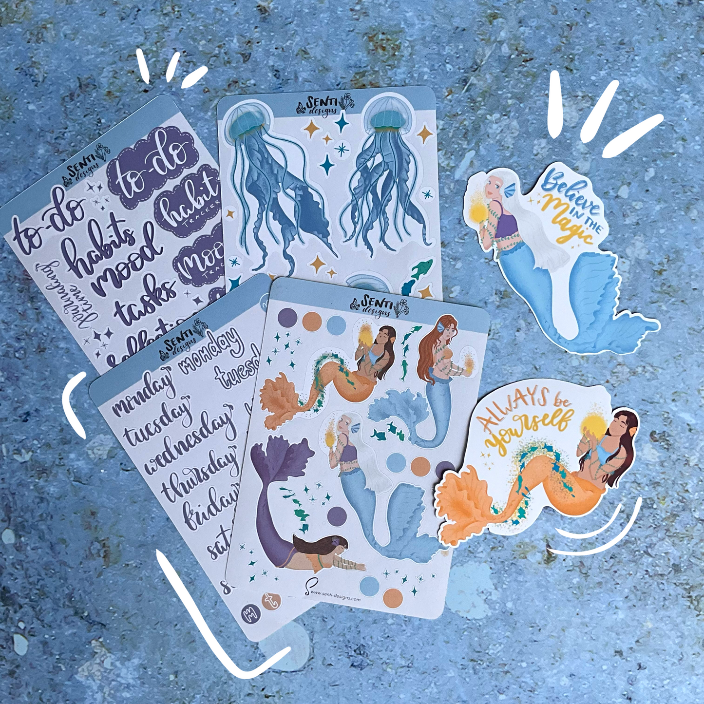 Sticker Sheet Bundle - Mermaid Journaling